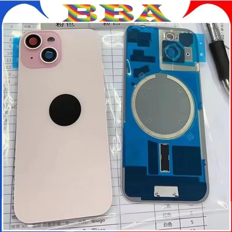 1PCS Back Cover Glass With Iron Plate Magnetic Ring For iPhone 16 15 Pro MAX 14 PLUS Replacement Door Housing Repair Glass - náhled 4