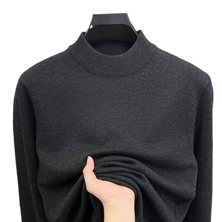 

2025 New High-end Autumn/Winter New Arrival Semi-High Neck Wool Blend Sweater Men's Pullover Business Casual Knitwear