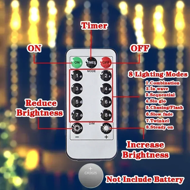 2/5/10/20m LED Fairy Wire String Light Battery Powered with Remote Christmas Wedding Garland Outdoor Birthday Bedroom Decoration