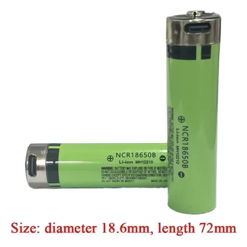 SUYIJIA 18650 Lithium Battery 3.7V 3400mAh NCR18650B Rechargeable Battery USB TYPE-C Charging Port Supports Reverse Charging