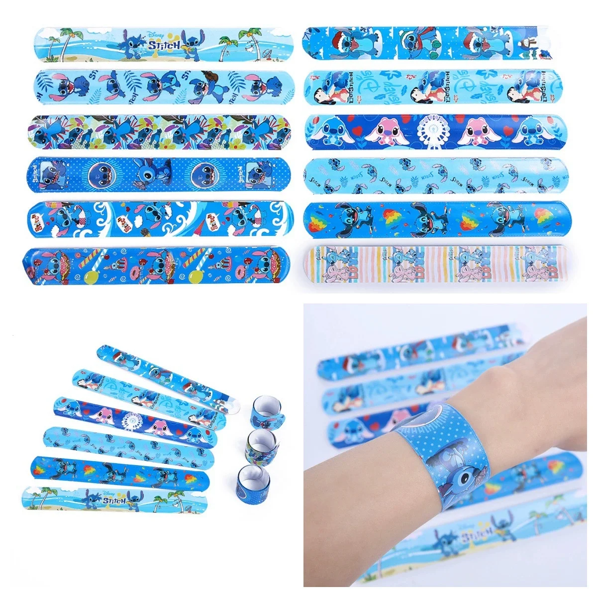 6/12pcs Disney Stitch Bracelet Wristbands kids Toys Stitch Anime Doll Characters Children pat circle Educational Birthday Gifts