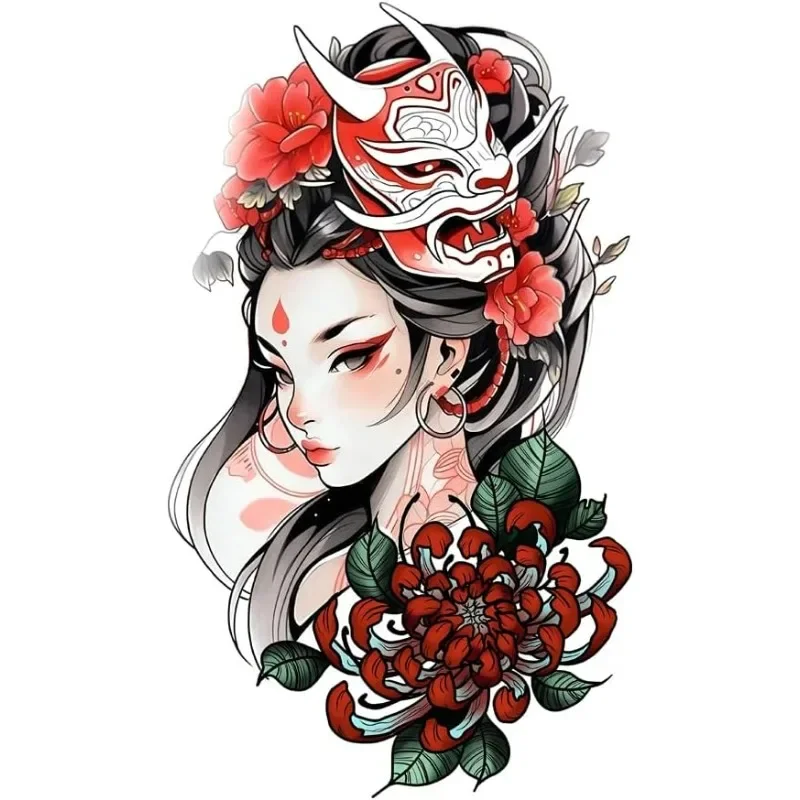 Japanese Geisha Hannya Mask Vinyl Sticker Waterproof Decal for Car Suitcase Fridge Skateboard Moto Tank Decor