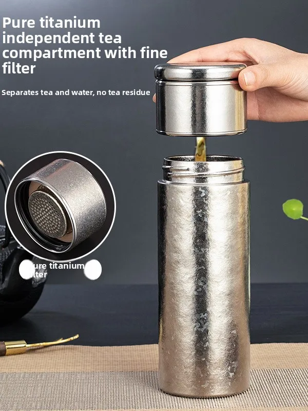 

Large Capaci Pure Titanium Insulated Tea Water Separation Cup Double Layer Busin Office Car Mounted Stee Portable Cup