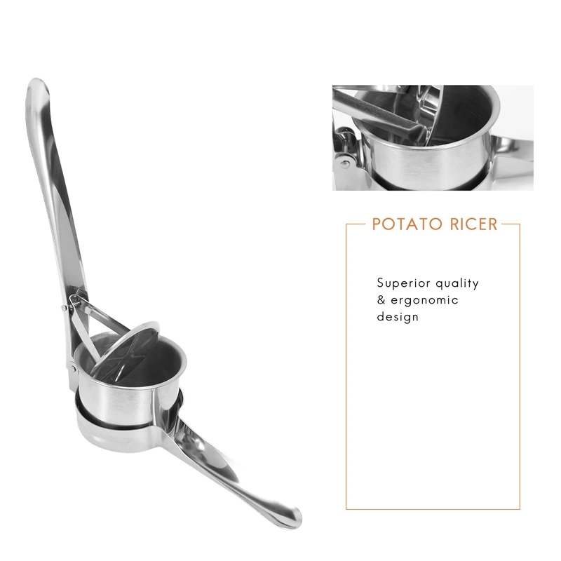 Stainless Steel Potato Ricer Masher With 3 Interchangeable Discs For Fine, Medium, And Coarse, Easy To Use For Potatoes-[Qahk]