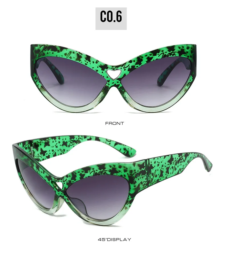 Mode Y2K Cat Eye Sonnenbrille Frauen Retro Große Schmetterling Form Hohl Brillen Shades UV400 Trend Breite Beine Männer Gläser – Detail 14