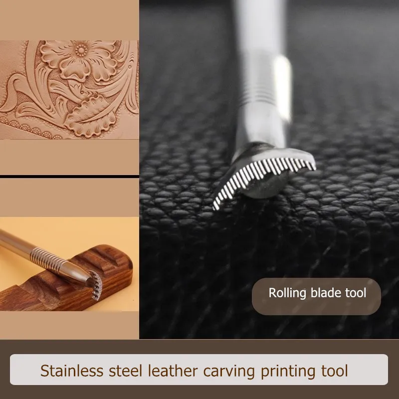 

V407 Scroll Embossing Tool - 304 Steel Tangcao Pattern For Leathercraft | 13.5mm Pro Stamp
