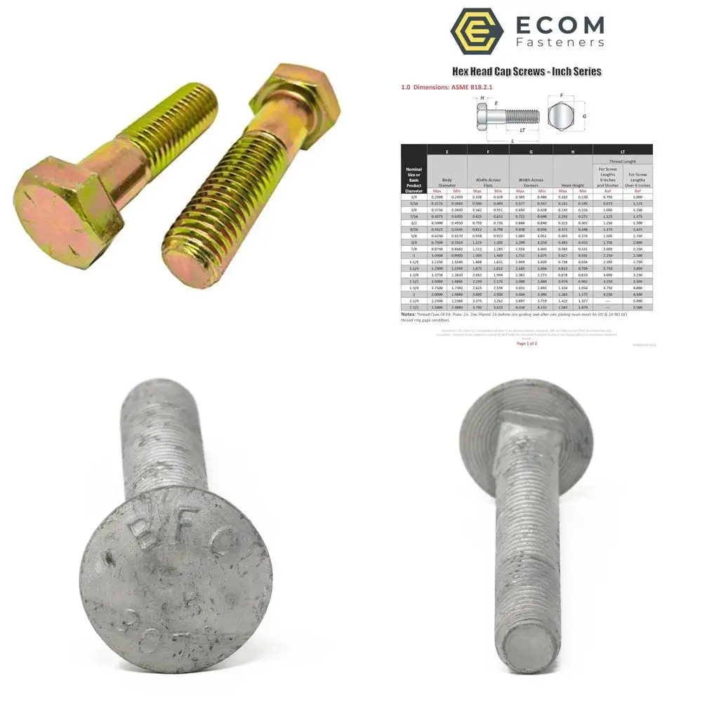 

Винты с шестигранной головкой из цинковой стали с желтым покрытием класса 8, 5/16-18 x 5 дюймов, грубая резьба, частичная резьба, 50 шт.