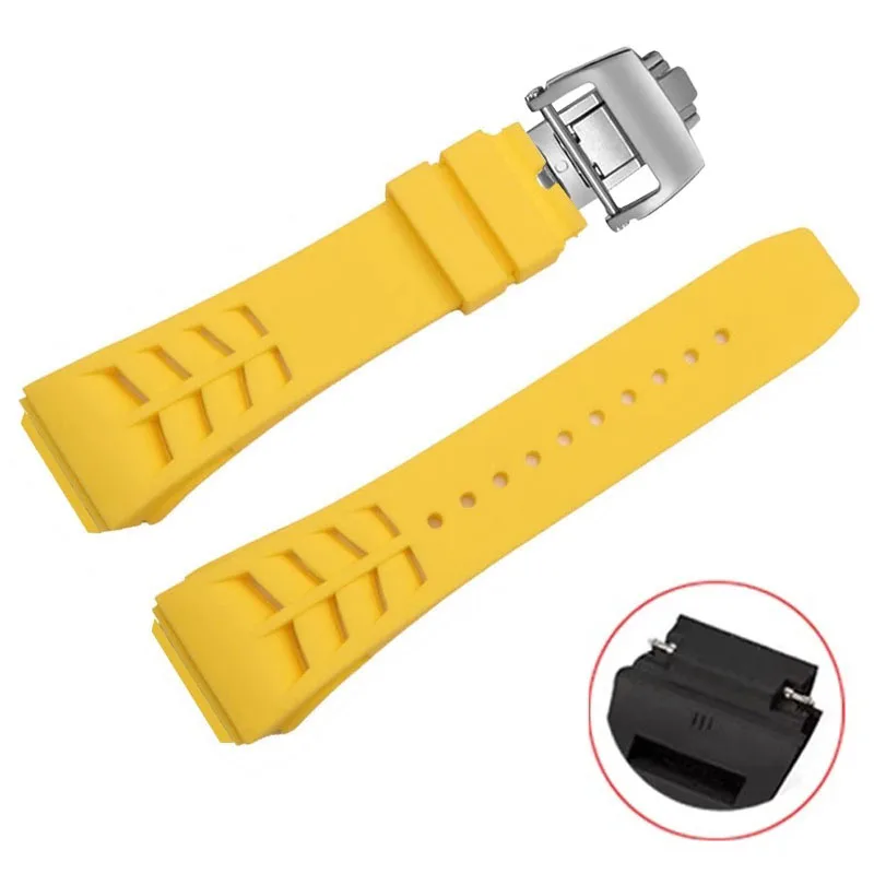 Watch Bracelet For Richard Mille High Quality Silicone Watchband With Protruding Interface 21mm Wide 25mm Raw Ear Watch straps