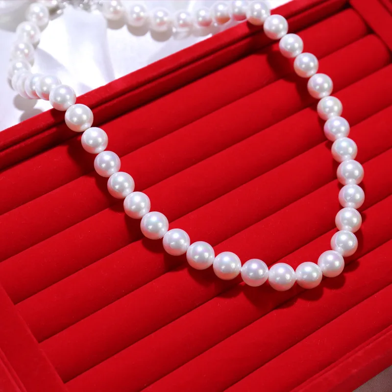 10-11mm Nearly round White Strong Light Pearl Necklace Finished Product