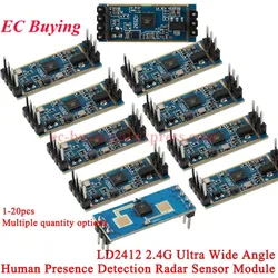 1Pc-20Pcs LD2412 24G Human Presence Sense Radar Sensor Module Wide-angle Millimeter Wave Radar Detection 9m GPIO UART HLK-LD2412