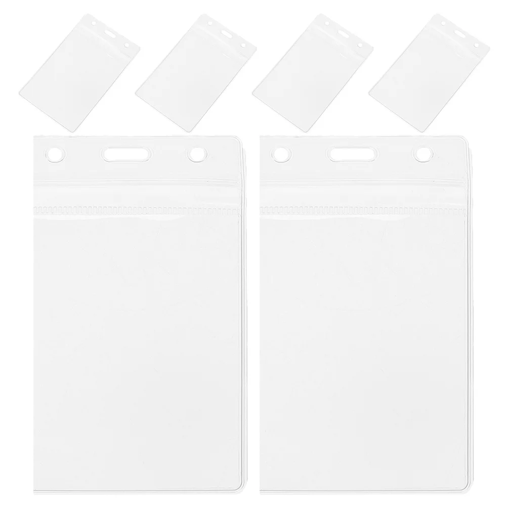 6Pcs PVC Clear Card Holder Plastic Badge Sleeve Work Cards Cover Id Card Protector for Office School Plastic Badge Holder