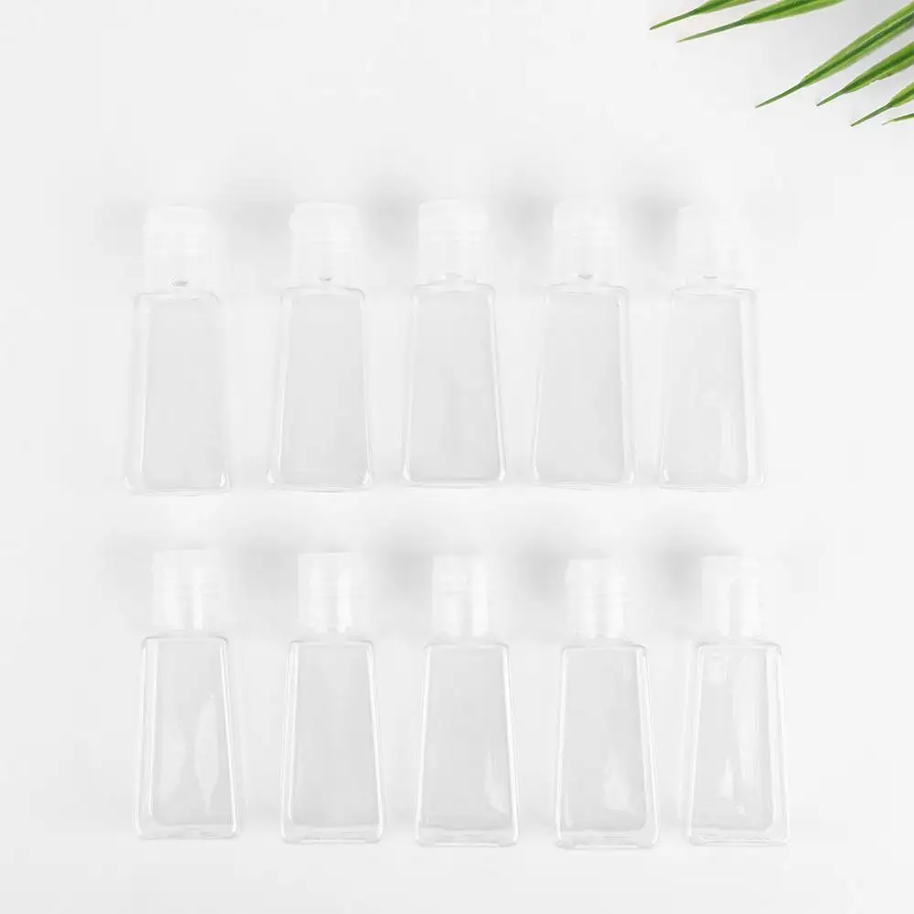 Plastic Transparent Spray Bottle Flip Cap Bottle Container 30ml Refillable Bottles Trapezoidal Hand Sanitizer Bottles Empty