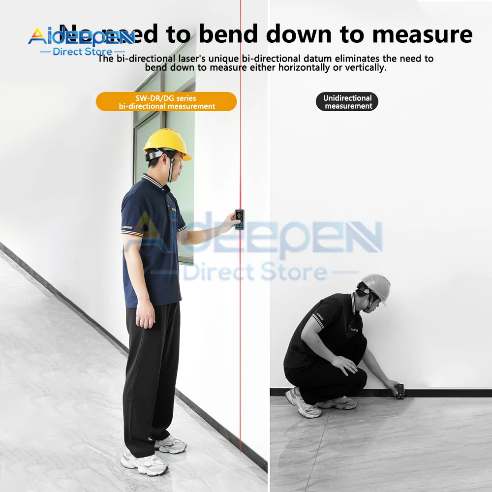 Dual Laser Rangefinder 60M/100M Bilateral Laser Distance Meter With Electronic Angle Sensor Type-C Rechargeable,Magnetism