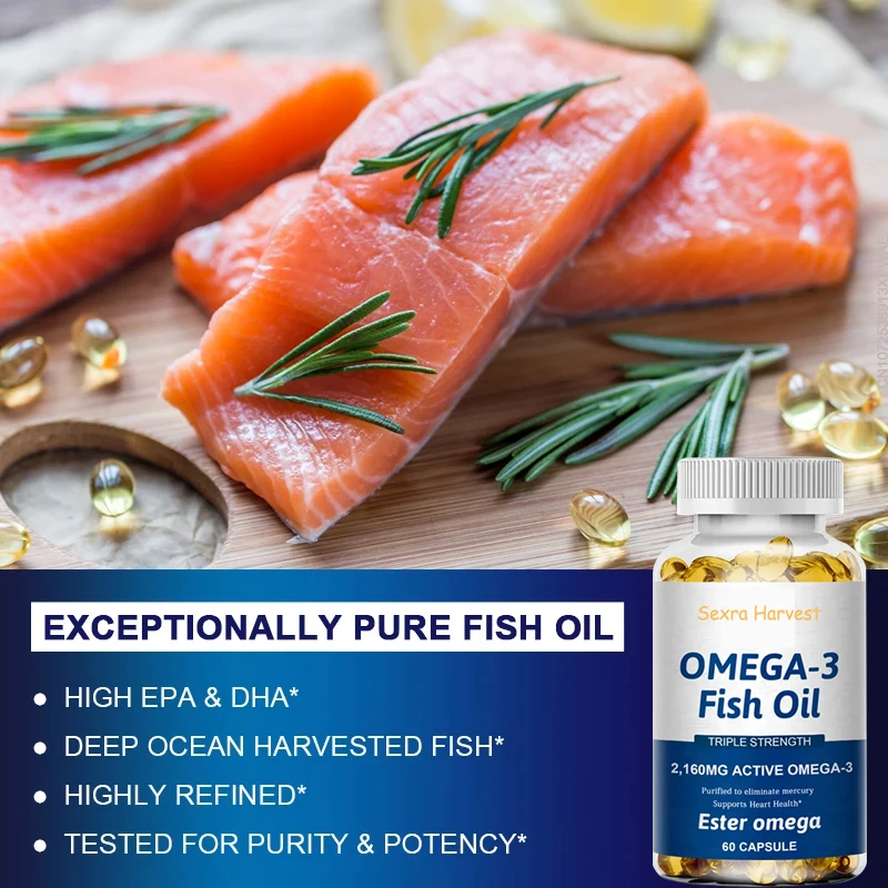 

Natural Omega 3 Fish Oil Capsules Hign Quality Vitamin D DHA EPA Soft Gels Non-GMO Gluten Free Dietery Supplement Fish Oil Pills