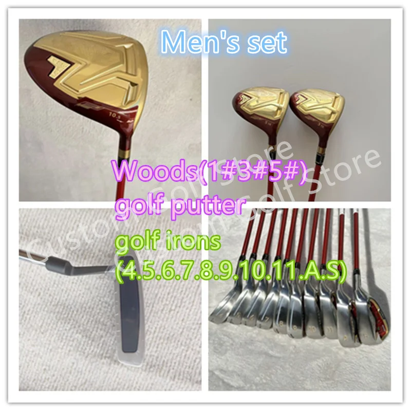 

Клюшки для гольфа 08 Набор клюшек для гольфа с пятью звездами водителя + утюг + клюшка (14 шт.) чехол на голову без сумки