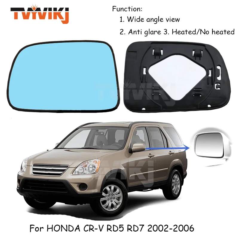 

1 пара боковых зеркал заднего вида, синие стеклянные линзы для HONDA CRV CR-V RD5 RD7 2002-2007, широкоугольные антибликовые автомобильные зеркала
