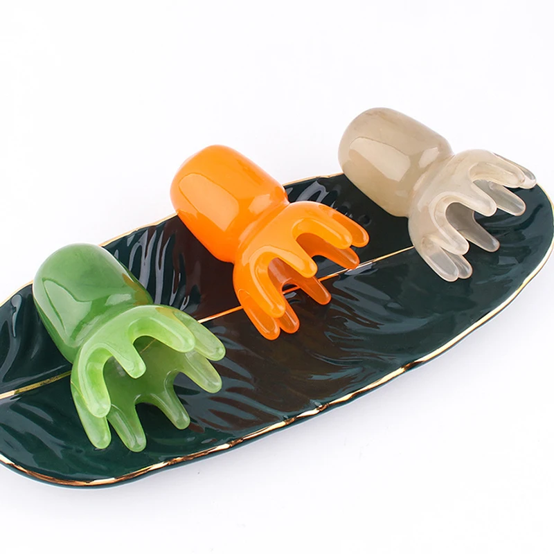 رئيس الأخطبوط مشط الراتنج ميريديان الوخز كشط فروة الرأس عصا للوجه تدليك الجسم فرشاة الوخز بالإبر سبا غوا شا أدوات التجميل