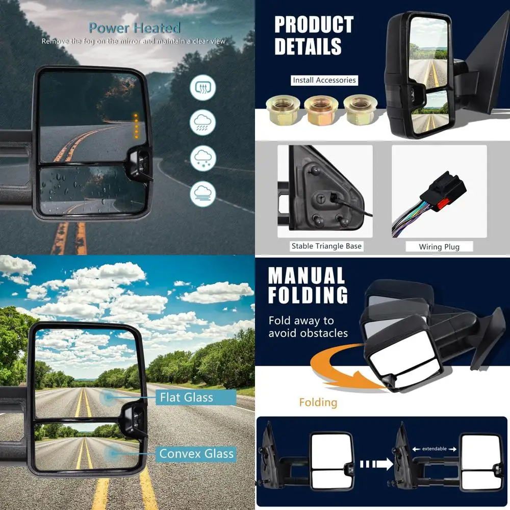 

Towing Mirrors Compatible with Ford F150 2004 2005 2006 2007 2008 2009 2010 2011 12 13 2014 Power Heated with Smoke Signal and P