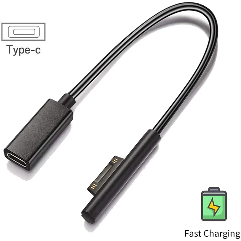 2X permukaan terhubung ke USB-C kabel pengisi daya yang kompatibel untuk permukaan Pro7 Go2 Pro6 5/4/3 Laptop1/2/3 & buku permukaan