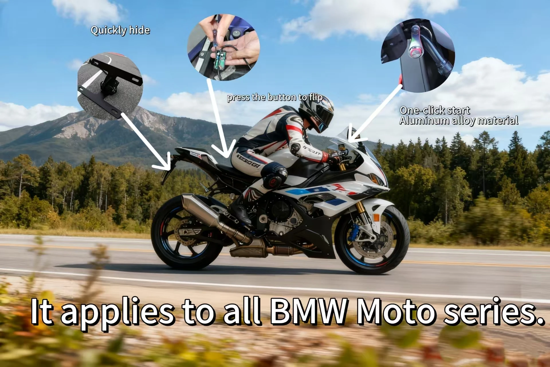 

License Plate Premium Adjustable License Plate Button Switch Effortless Contro License Plate Bracket Frame For BMW