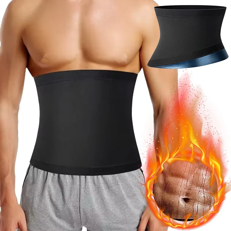 Men Slimming Waist Trainer Shaper Sweat Band Sauna Sweat Tummy Control Shapewear Belly Compression Belt Fat Burning Workout