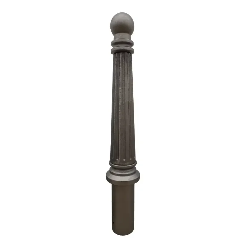 Cast Iron Roman Column Bollard for Hotel Security Classic Design With Reflective Strips Vehicle Control