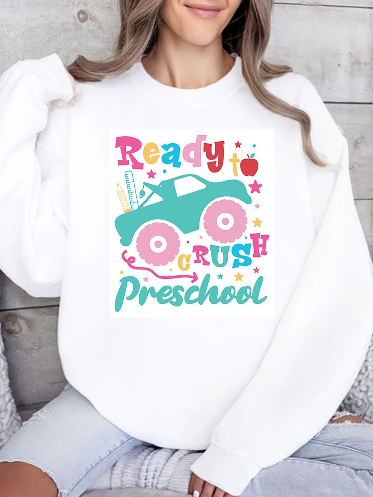 

Свитшот женский с графическим принтом «Ready to Crush School», повседневный, с длинным рукавом, свободного кроя, в стиле стритвир, для осени и зимы