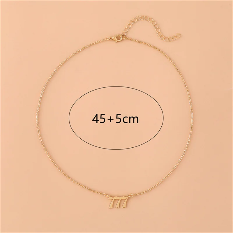 New Trendy Fashion Alloy Gold Color Lucky Angel Numbers Wish Pendant Necklace Pendant Charm Jewelry for Women Men Gift view 6