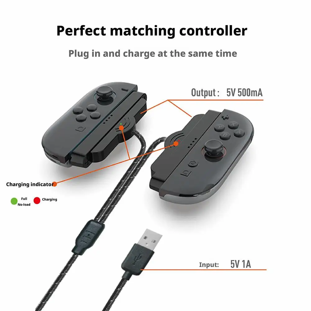 Portable Charger Cable 2In1 Controller Charger  For Switch 2 Joycon Split Charging Cable Game Accessories For Switch2 Connector