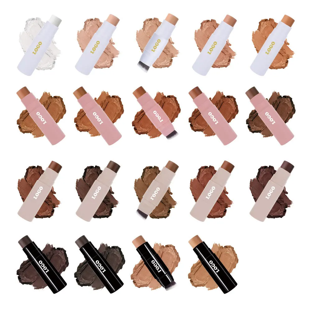 메이크업 컨실러 스틱 자체 브랜드 크리미 블랙 메이크업 스틱 미네랄 성분 페이스 컨실러 컨투어링 브러쉬 포함