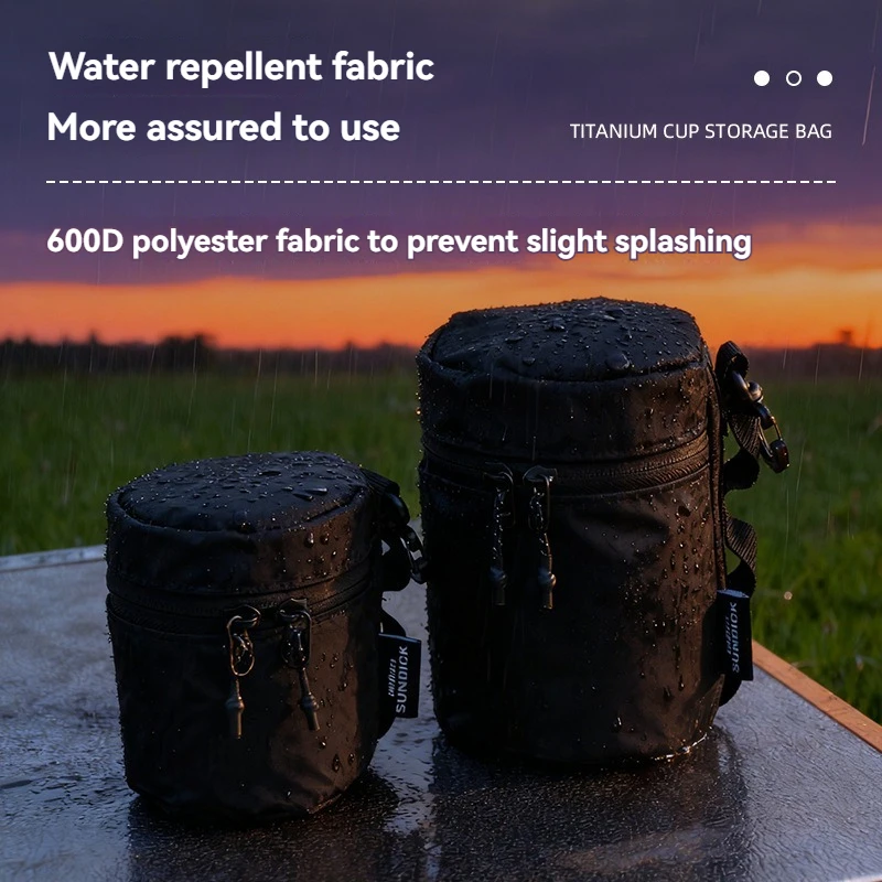SUNDICK في الهواء الطلق كأس التيتانيوم حقيبة التخزين اسطوانة الغاز حقيبة التخزين البيرة كوب زجاجي صندوق تخزين كأس كم
