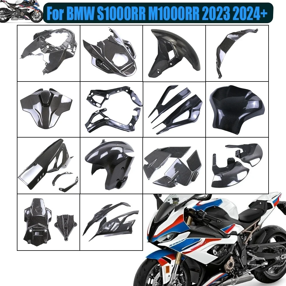 

For BMW S1000RR S1000 RR 2023 2024+Pure Carbon Fiber Side Panel Chain Guard Lower Side Winglets Fairing Motorcycle Accessories