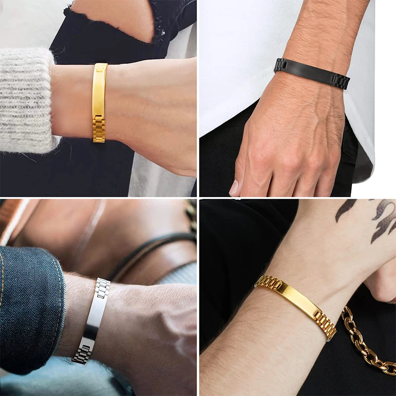Personalisierte Notfall-Armbänder für Damen und Herren, individuell gravierte medizinische Alarminformationen, medizinische ID-Armbänder aus Edelstahl – Detail 9
