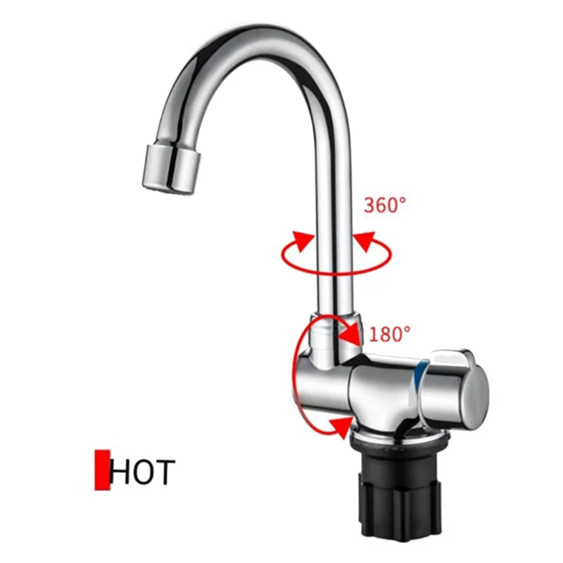 Copper Faucet High-End Folding Faucet Water Tap 360 Degree Single Cold Water Faucet for Marine Boat Yacht 1Piece