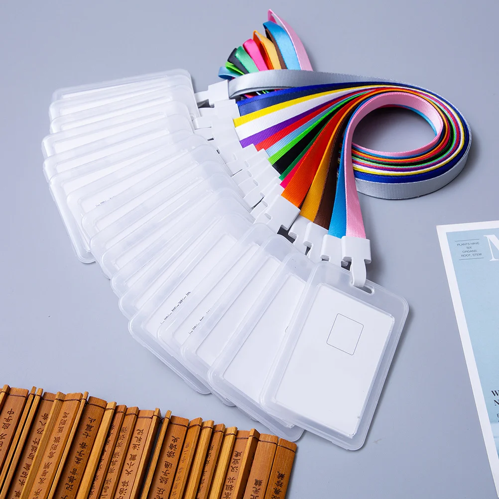 

16pcs Chest Card Protector Holder Id Badge Storage Pocket Hanging Lanyard Set For Work School Travel Outdoor Name Tag Cover