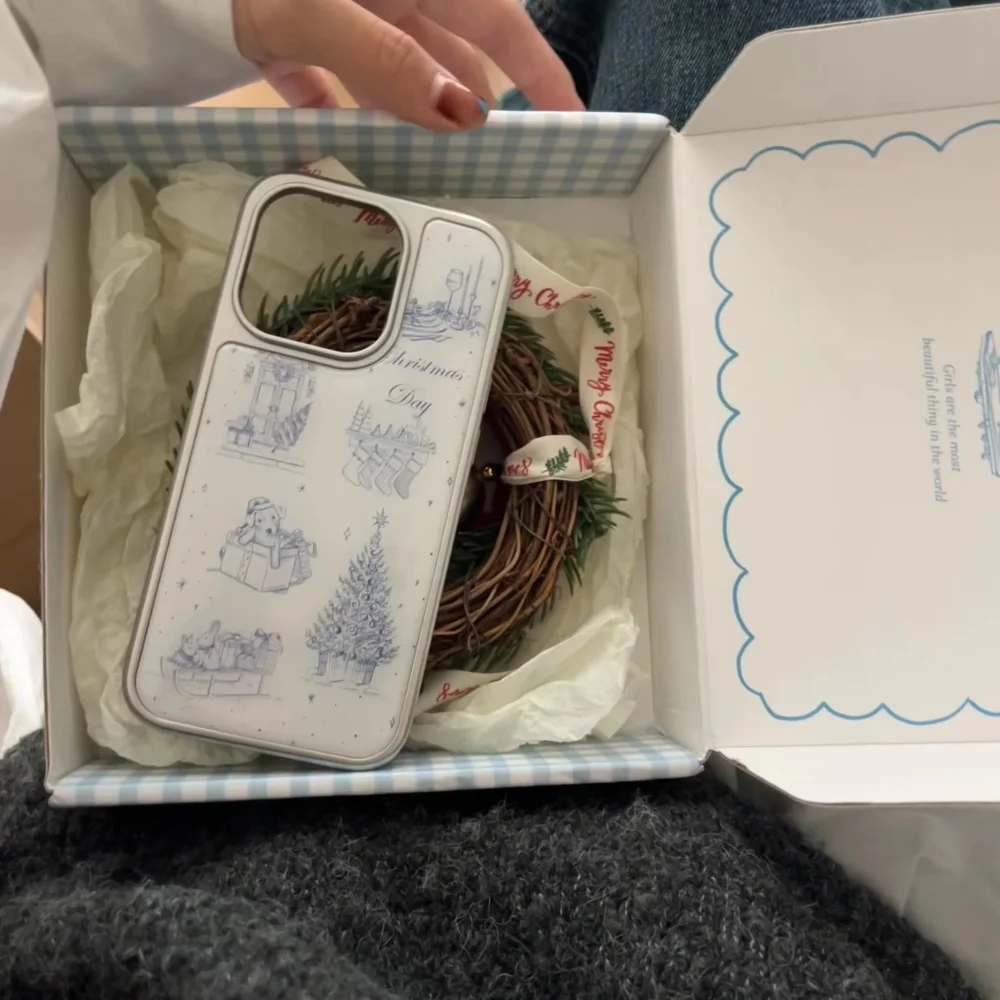 عيد الميلاد رسم الشتاء فيبي مطلي الراتنج الصب جراب هاتف آيفون 17 الهواء 16 برو ماكس 15 14 زائد 13 12 11 الغطاء الخلفي