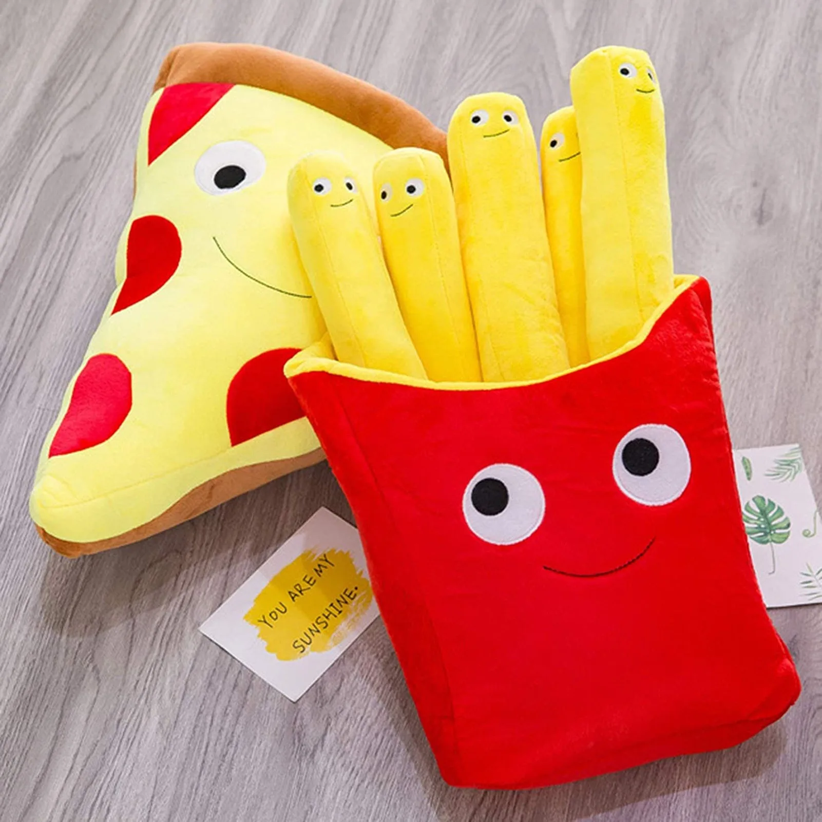 بيتزا فرايز وسائد فخمة لعبة الكرتون محاكاة البيتزا البطاطس المقلية تصميم وسادة أريكة محشوة أفخم دمية