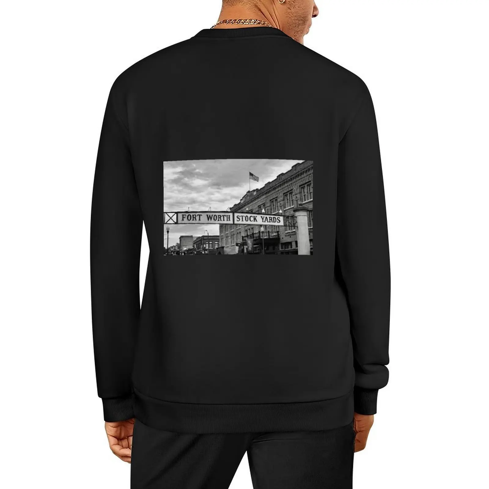 

Fort Worth Stockyards Black White Pullover autumn clothes men's clothes tracksuit autumn men's sweatshirt