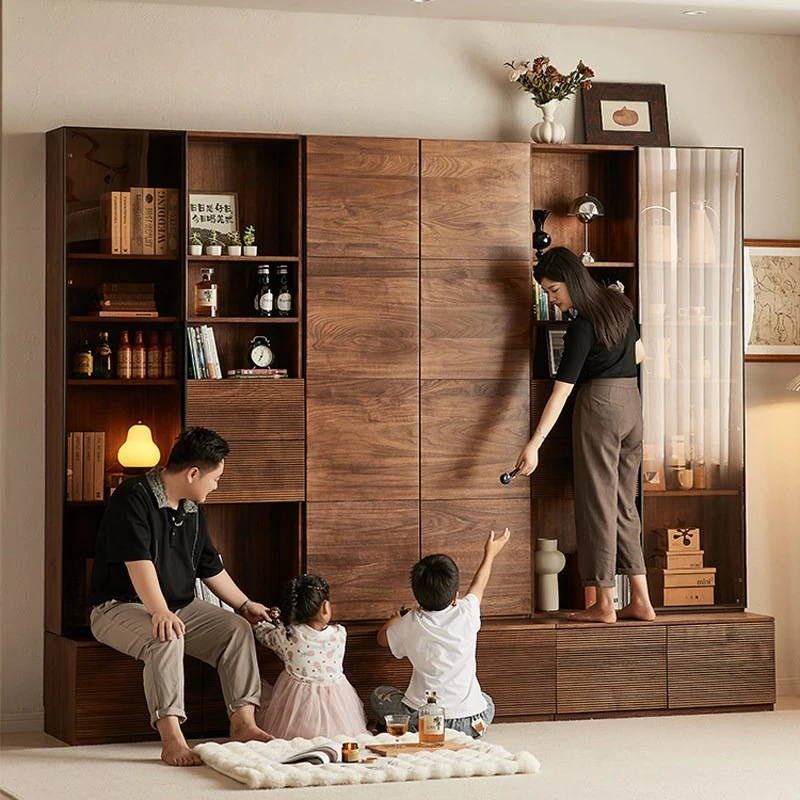 Black walnut card holder bookcase combination, solid wood locker c