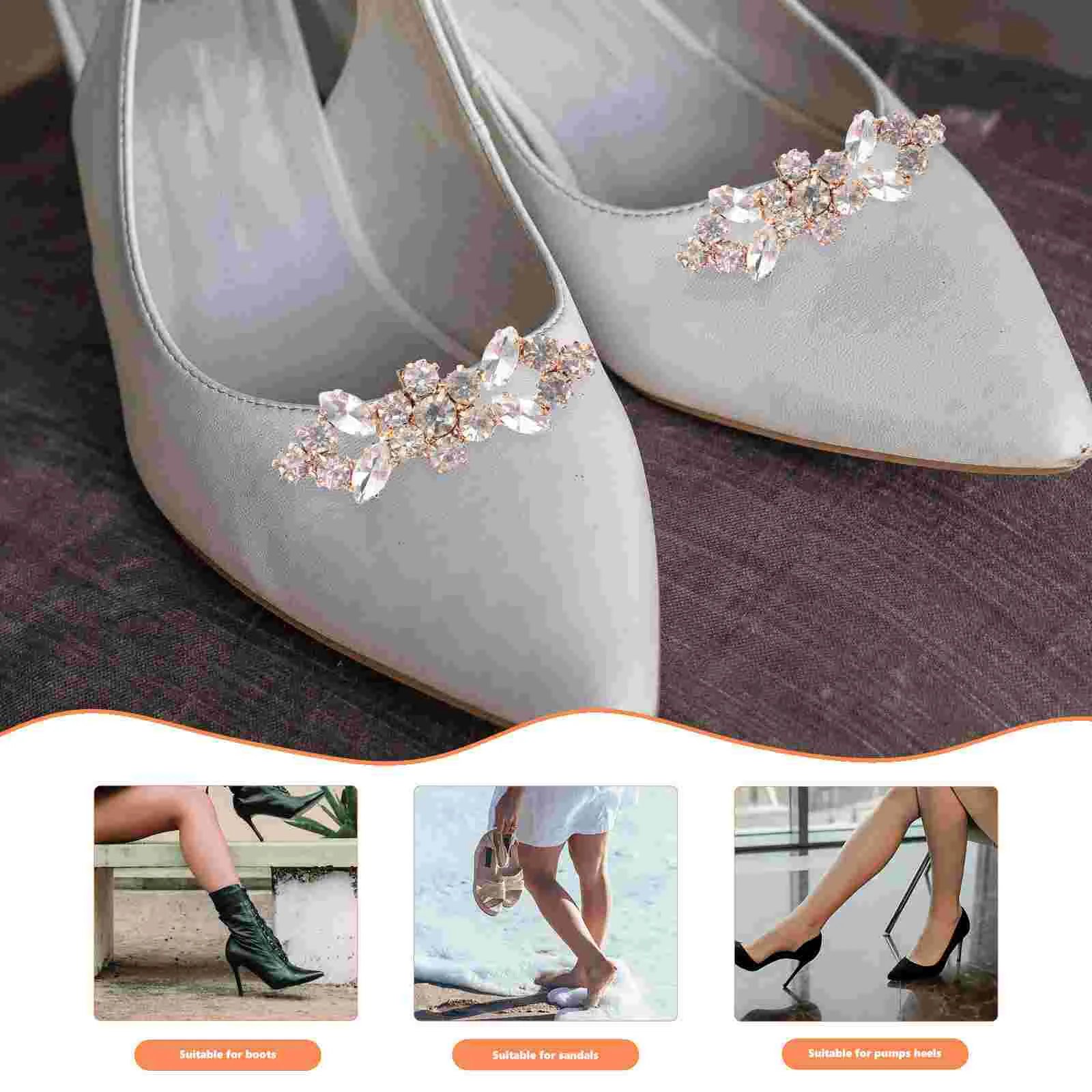 2 Pcs Wedding Decorations Fashion Rhinestone Buckle Shoes Applique Accessories Clip Jewelry Bridal Clips