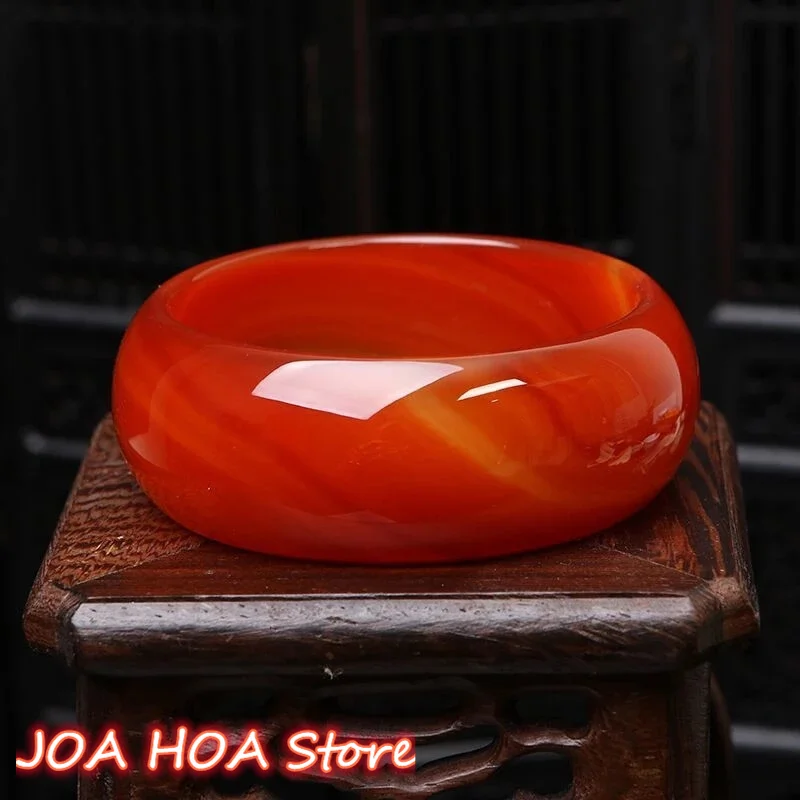 Emerald Wide Cuffs Female Sweet Red Charm Agate Bangle Good Luck Jewelry Bracelet