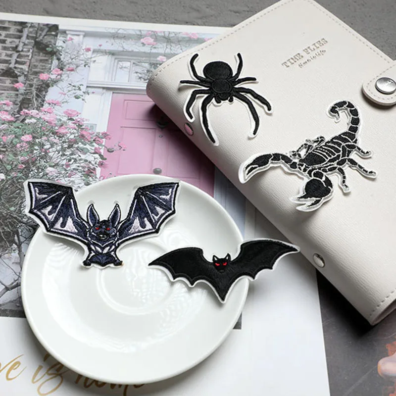 Spider Scorpion Bat Black Animal Self-adhesive Patches For Clothing Applique On Jeans Ironing On Shirt DIY Halloween Repair Hole