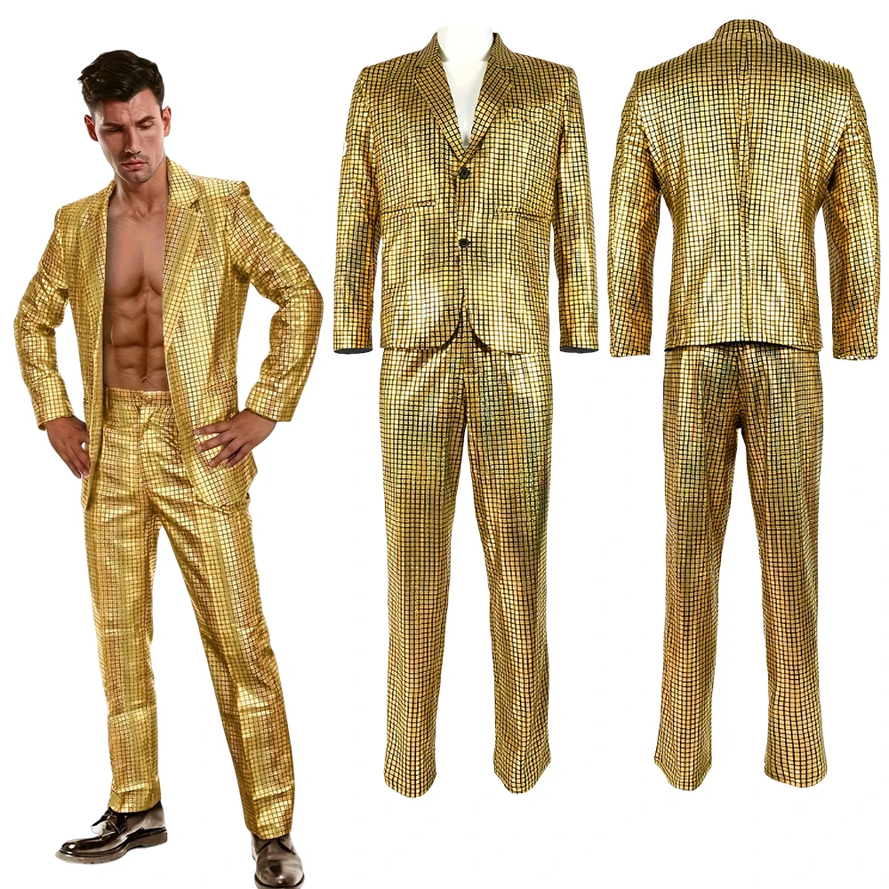 

Одежда для выступлений, костюм, куртка, длинные брюки, трендовая мода, мужской костюм в радужную клетку, мужской костюм для танцевальной вечеринки, сцены, ночного клуба, блестящий крутой