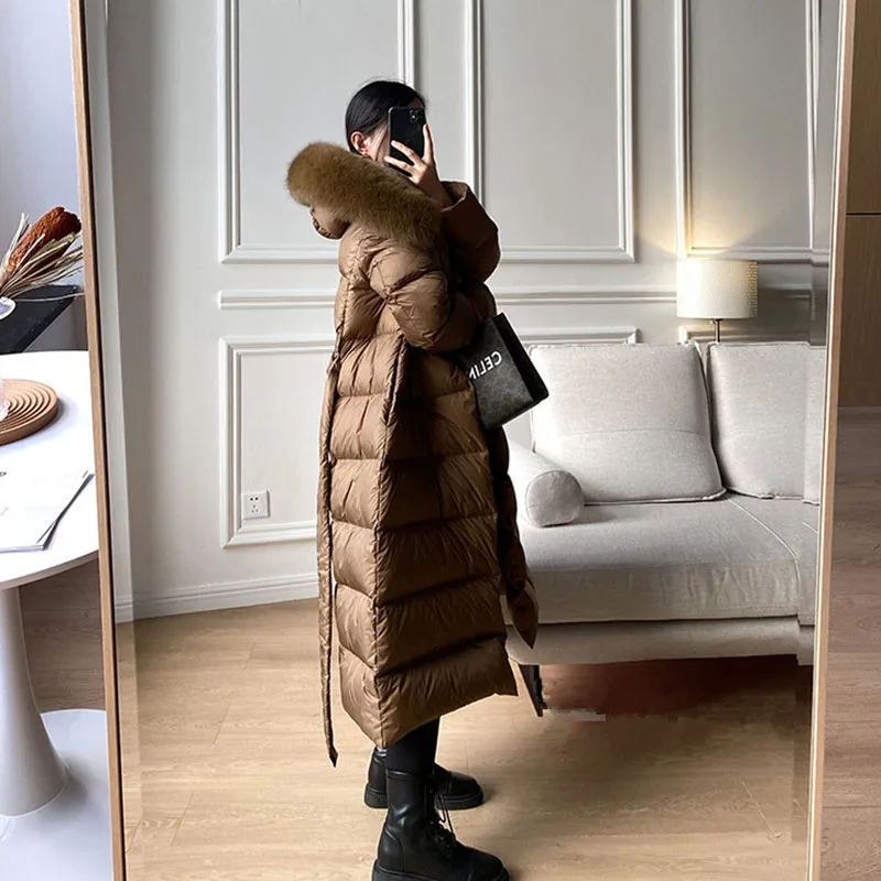 2024 New Fashion Women\'s Down Jacket Winter Warm Hooded Natural Fur Collar High Quality Temperament Slim Women Down Jacket Y209