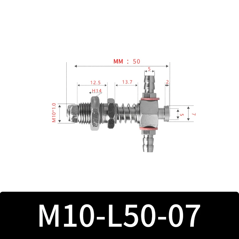 M10-L40~M12-L75 07 Series หัวเล็กซิลิโคนดูดสูญญากาศ Mount สําหรับยาง Sucker