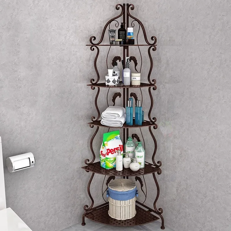 Toilet rack, floor-to-ceiling multi-layer kitchen storage multi-functional wrought iron shelf, bathroom toilet toilet shelf