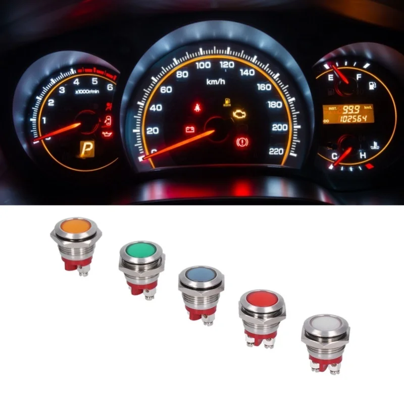 

5 Pcs Metal Signal Indicator Convenient Connection Strong Conductivity Pilot Dash Light For Stop Lamp