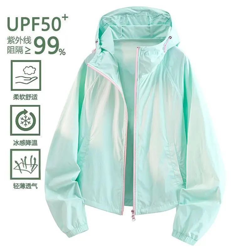 

2026 Thin Sunscreen Clothing Coat Women Summer New Ice Silk Sunscreens Jacket Breathable Outerwear Hooded Female Overcoat Tops