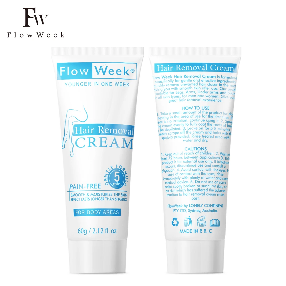 Flow Week Hair Removal Cream Gentle Fast Hair Removal Smooth Skin Flawless Depilatory Cream Suitable for All Skin Types