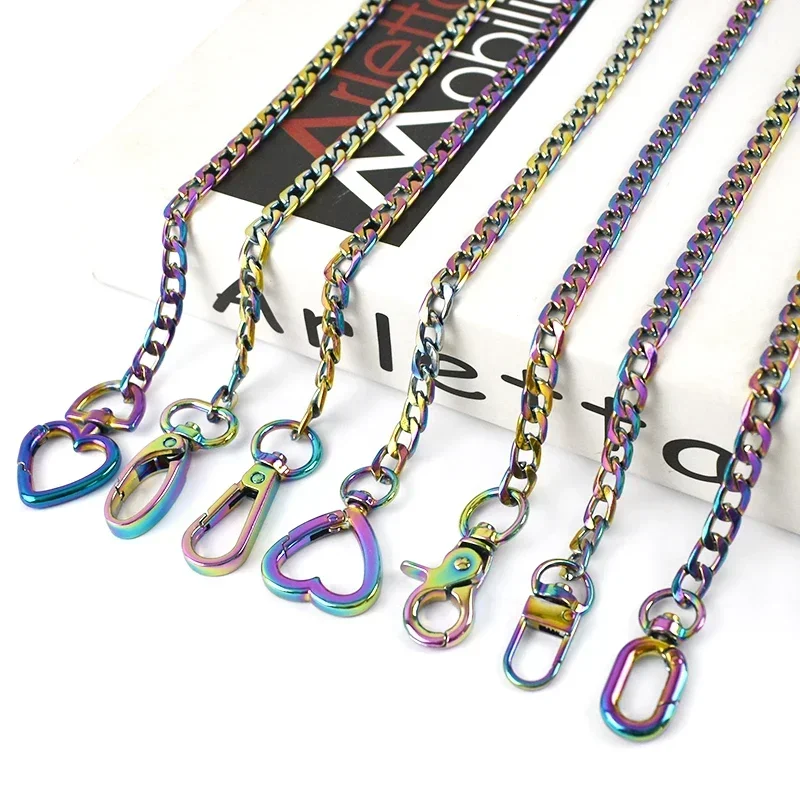 1Pc 100/110/120/130cm Colored Metal Chain Buckle Handle Hook Clasp Bag Replacement Shoulder Straps Accessories for Handbags